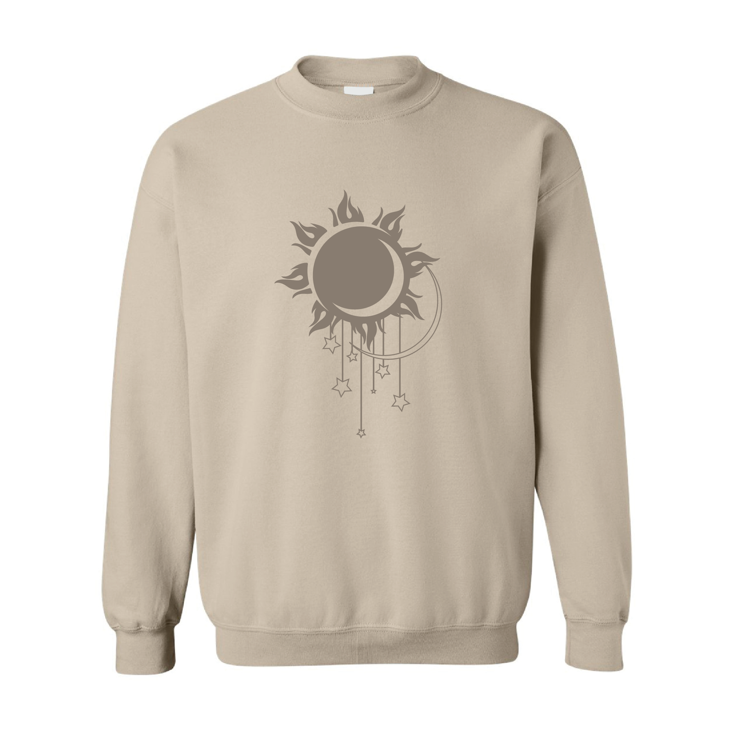 Moon Stars Sun Graphic | Tone-On-Tone Crewneck Sweatshirt | 20 Colors