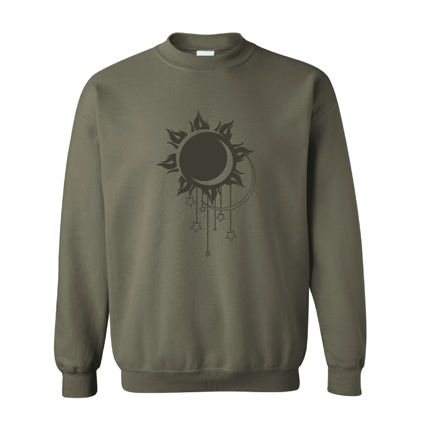 Moon Stars Sun Graphic | Tone-On-Tone Crewneck Sweatshirt | 20 Colors