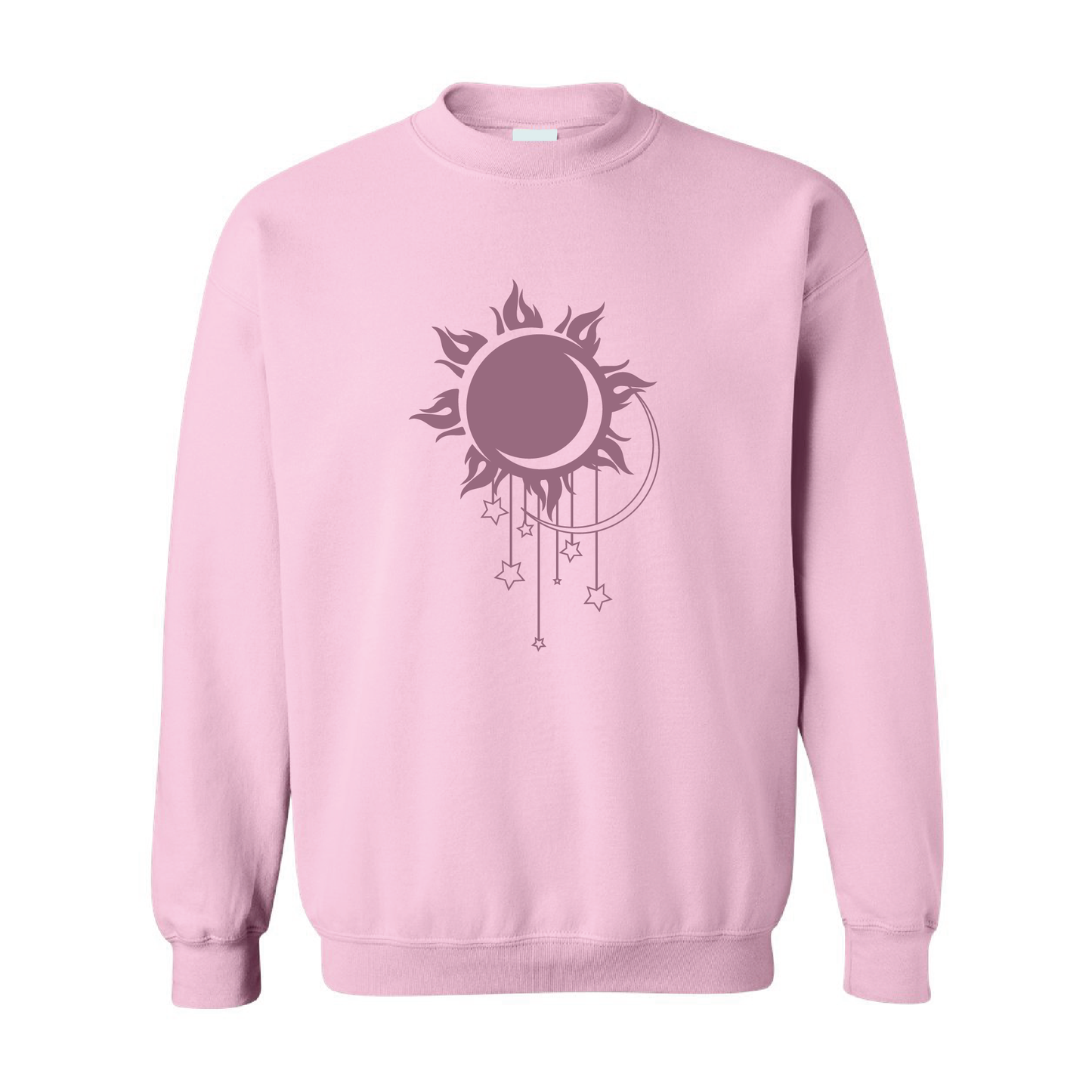 Moon Stars Sun Graphic | Tone-On-Tone Crewneck Sweatshirt | 20 Colors