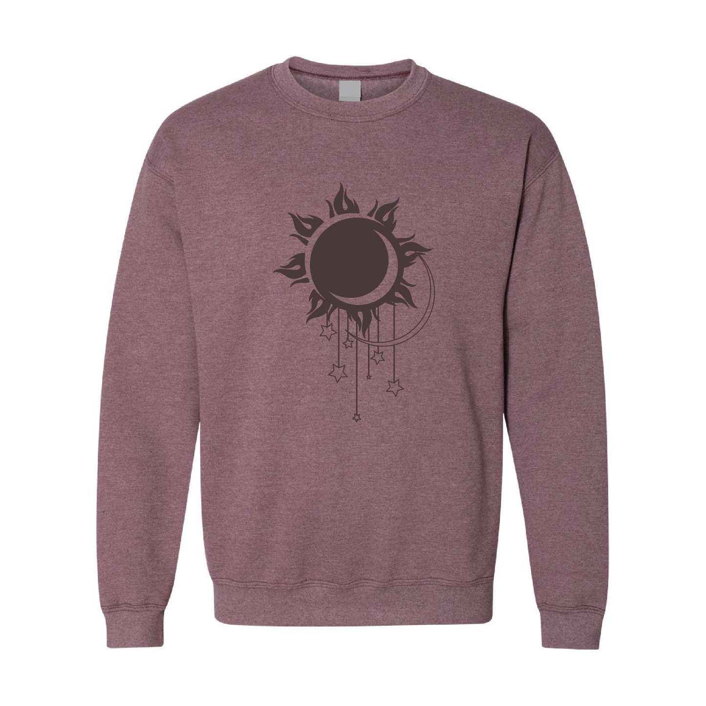 Moon Stars Sun Graphic | Tone-On-Tone Crewneck Sweatshirt | 20 Colors