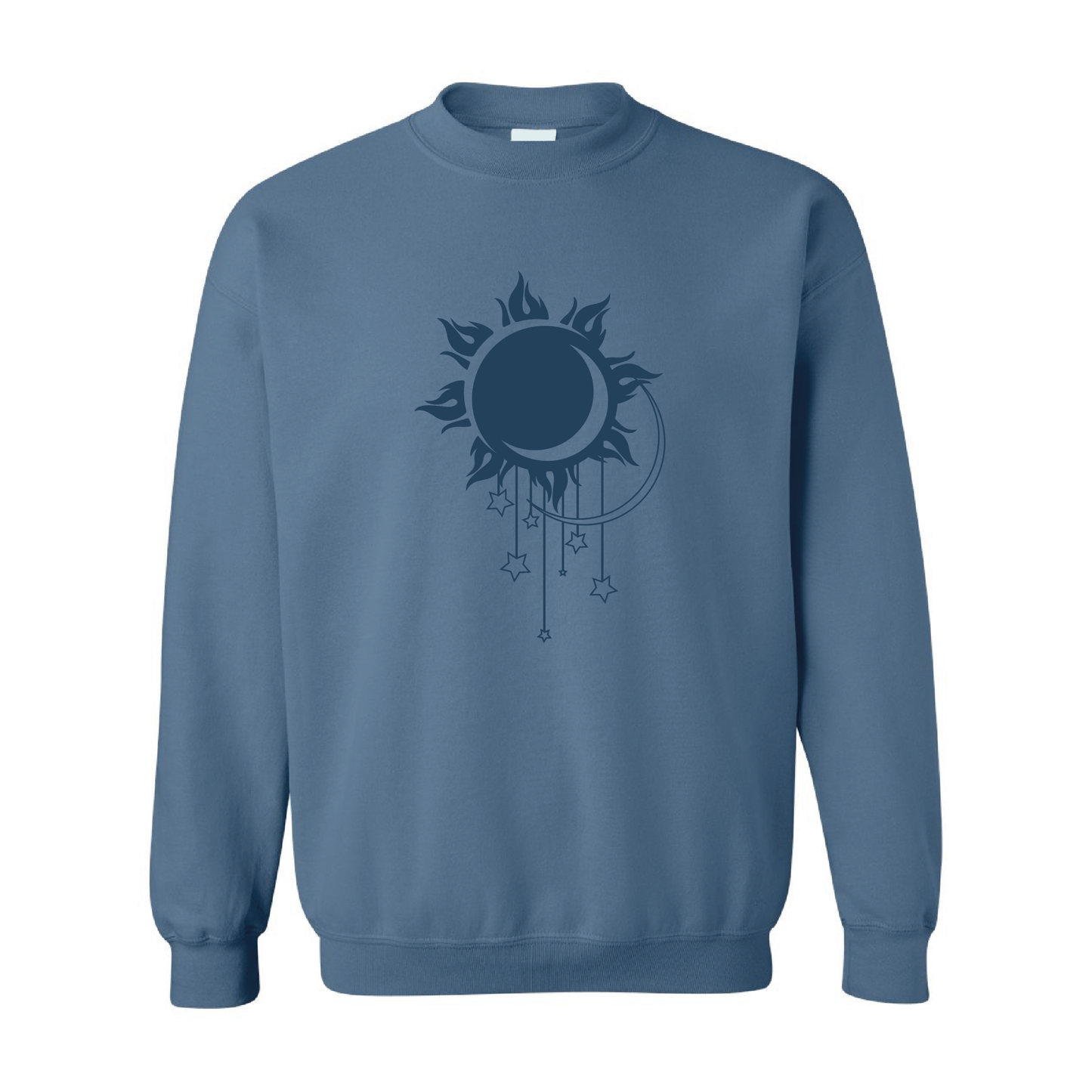 Moon Stars Sun Graphic | Tone-On-Tone Crewneck Sweatshirt | 20 Colors