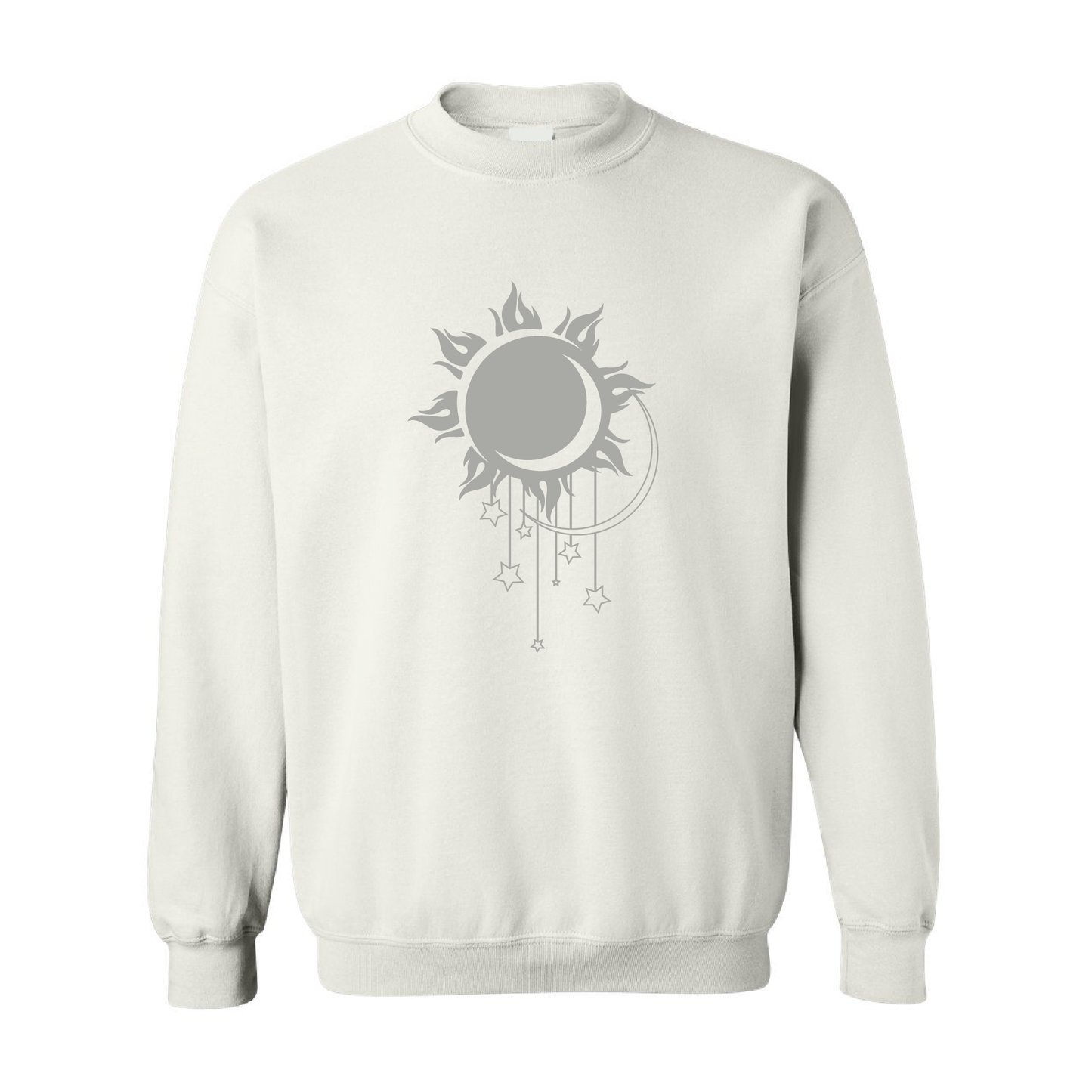 Moon Stars Sun Graphic | Tone-On-Tone Crewneck Sweatshirt | 20 Colors