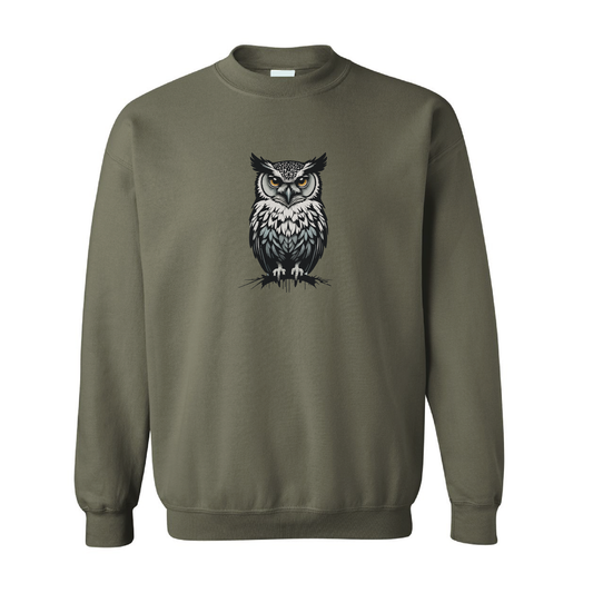 Owl Illustration Graphic Crewneck Sweatshirt | 20 Colors