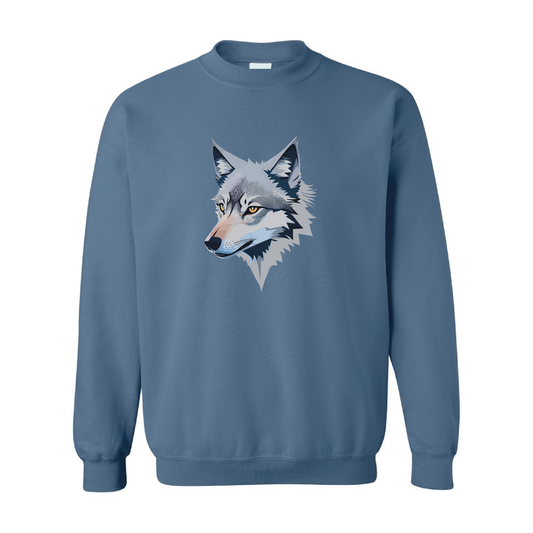 Wolf Illustartion Graphic Crewneck Sweatshirt | 20 Colors