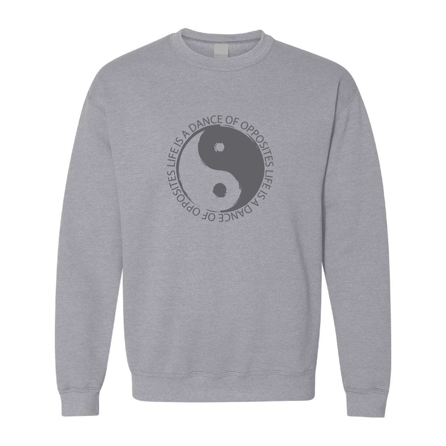 Yin Yang - Life Is A Dance of Opposites Graphic | Tone-On-Tone Crewneck Sweatshirt | 20 Colors