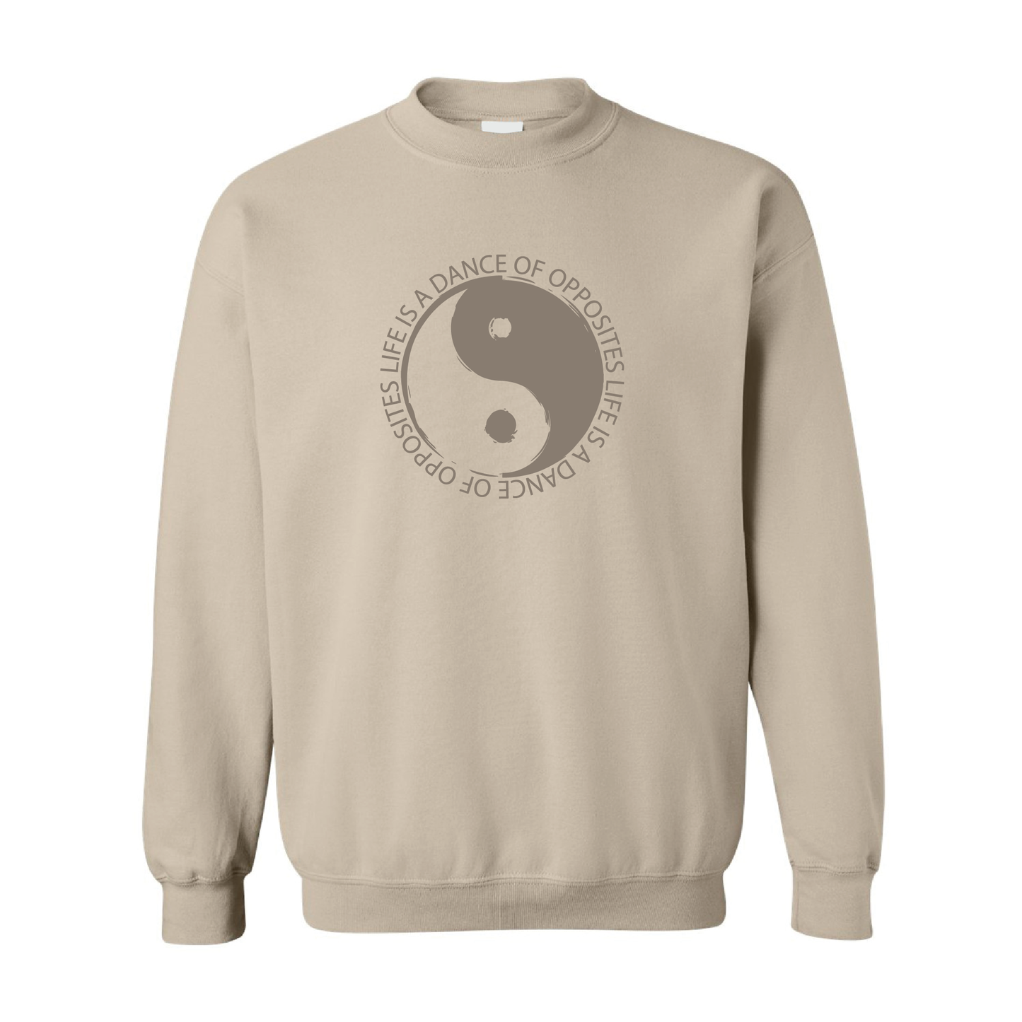 Yin Yang - Life Is A Dance of Opposites Graphic | Tone-On-Tone Crewneck Sweatshirt | 20 Colors