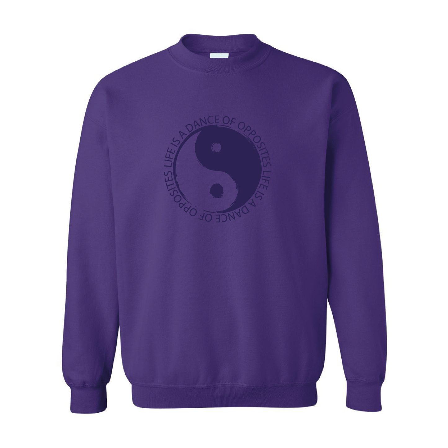 Yin Yang - Life Is A Dance of Opposites Graphic | Tone-On-Tone Crewneck Sweatshirt | 20 Colors