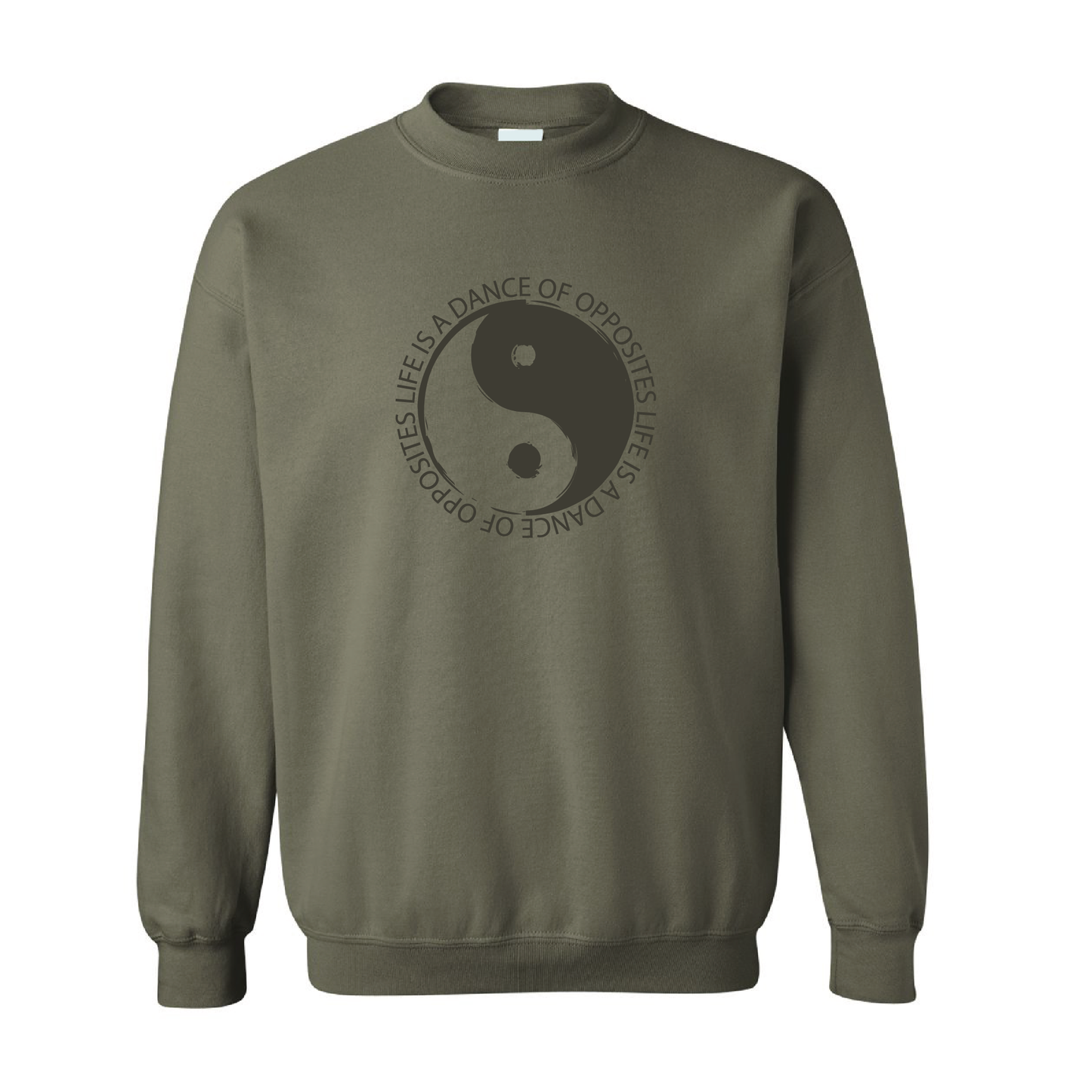 Yin Yang - Life Is A Dance of Opposites Graphic | Tone-On-Tone Crewneck Sweatshirt | 20 Colors