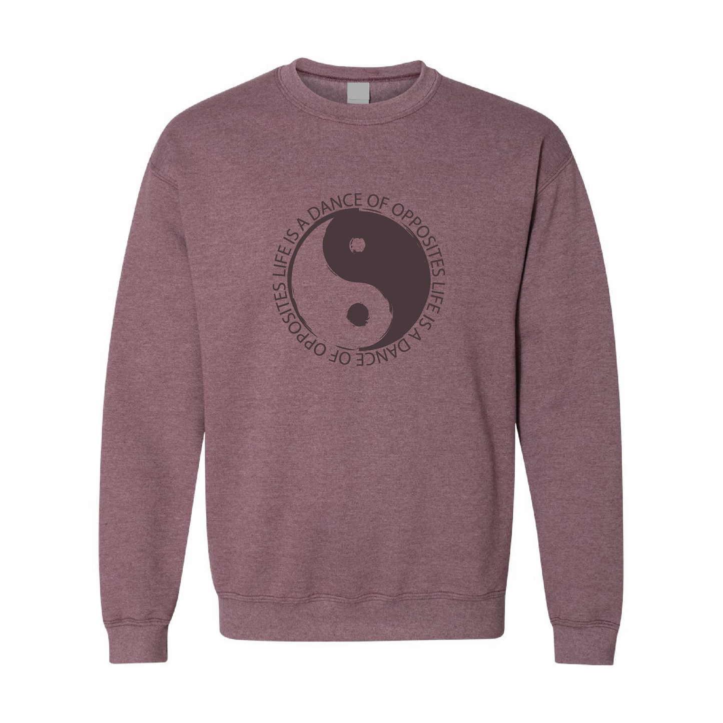 Yin Yang - Life Is A Dance of Opposites Graphic | Tone-On-Tone Crewneck Sweatshirt | 20 Colors